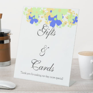 Elegant Floral Design yellow green blue Pedestal Sign