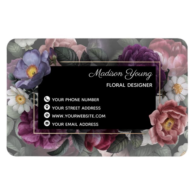 Elegant Floral Designer Custom Magnet (Horizontal)