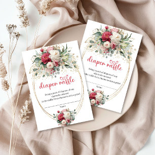 Elegant floral diaper raffle card gold design