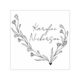 Elegant Floral Doodle Script Self-inking Stamp