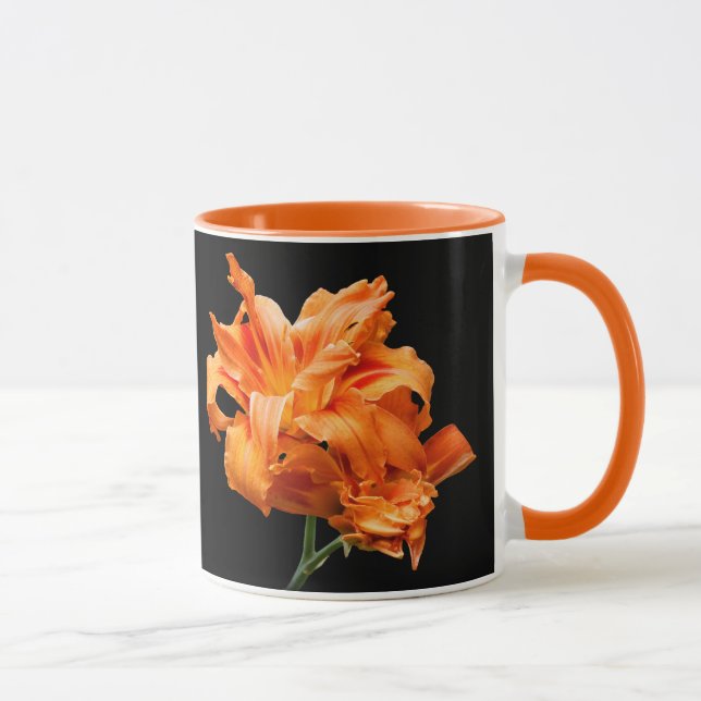 Elegant Floral Double Orange Daylily Mug (Right)