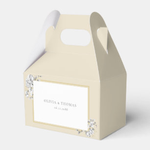 Elegant Floral Drawing Gold Frame Rustic Wedding Favour Box