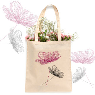 Elegant Floral Drawing Pretty Flower Line Graceful Tote Bag
