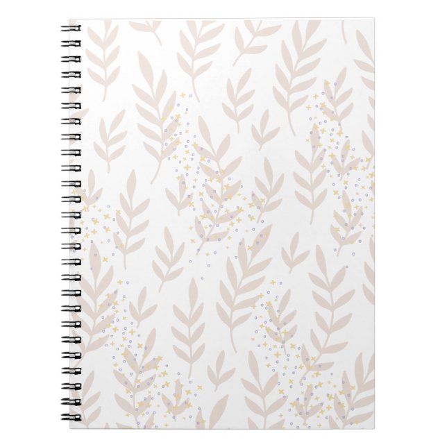 Elegant Floral Dream: Delicate Leafy Pattern Notebook (Front)