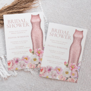 Elegant Floral & Dress Beautiful Bridal Shower Invitation