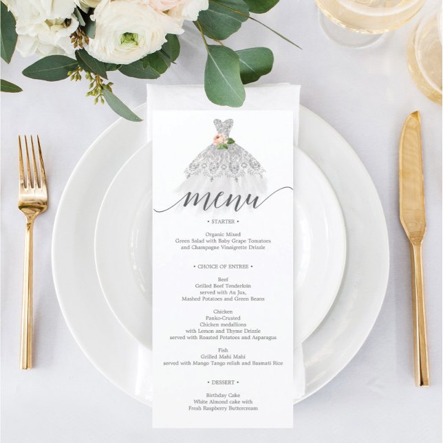 Elegant Floral Dress Quinceanera Menu (Creator Uploaded)