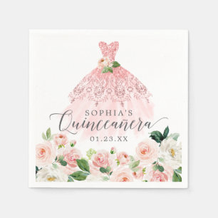 Elegant Floral Dress Quinceanera Napkin
