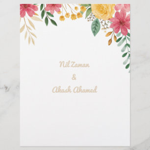 Elegant Floral Dual Name Bridal Shower Invitation Custom Letterhead
