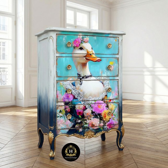 Elegant Floral Duck Whimsical Decoupage Tissue Paper (Creator Uploaded)