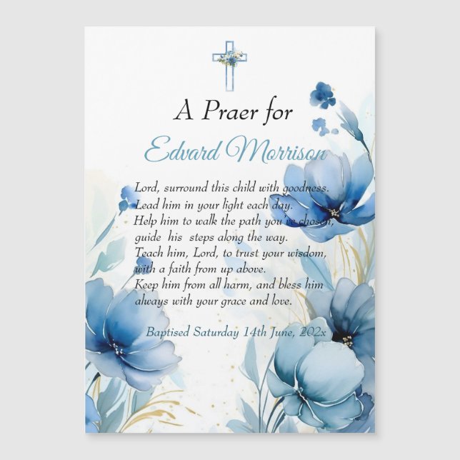 Elegant Floral Dusty Blue Baptism (Front)