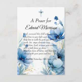 Elegant Floral Dusty Blue Baptism Enclosure Card
