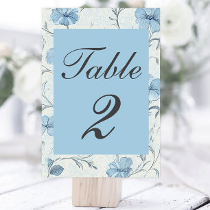 Elegant Floral Dusty Blue Country Garden Wedding Table Number