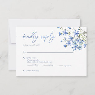 Elegant Floral Dusty Blue Wedding RSVP Card