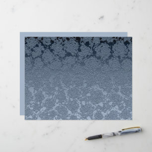 Elegant Floral Dusty Blue White Pattern