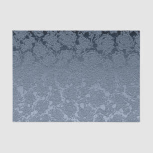 Elegant Floral Dusty Blue White Pattern Tissue Paper