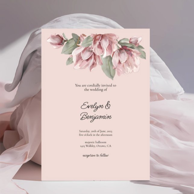Elegant Floral Dusty Rose Blush Wedding Invitation (Creator Uploaded)