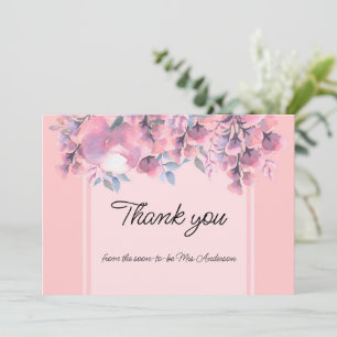Elegant Floral Dusty Rose Thank You Card