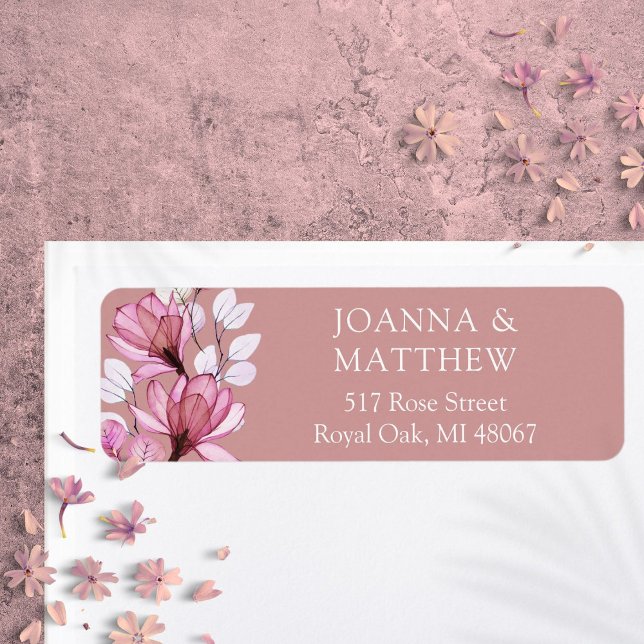 Elegant Floral Dusty Rose Wedding Return Address (Elegant Floral Dusty Rose Wedding Return Address Label)