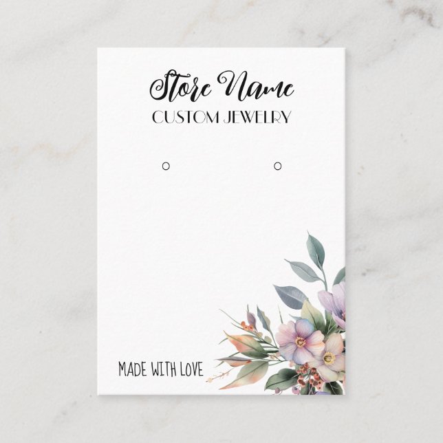 Elegant floral earring display  business card (Front)