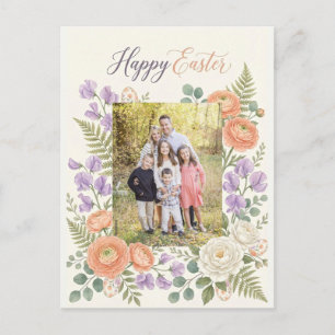 Elegant Floral Easter Blessings Brunch Invitation  Postcard