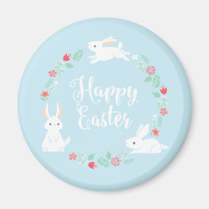 Elegant Floral Easter Bunny   Magnet
