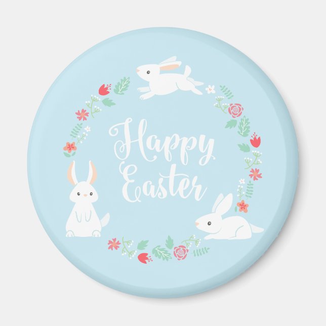 Elegant Floral Easter Bunny | Magnet (Front)