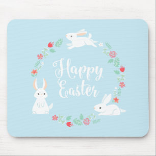 Elegant Floral Easter Bunny Mousepad