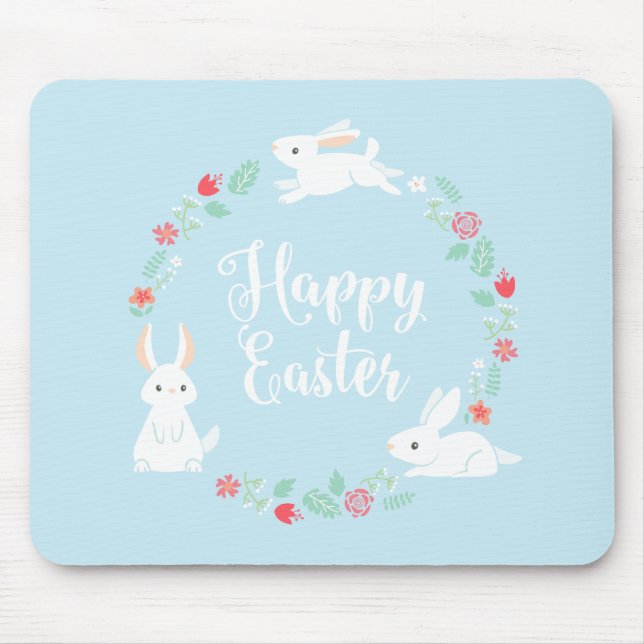 Elegant Floral Easter Bunny | Mousepad (Front)