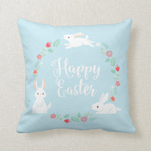 Elegant Floral Easter Bunny   Throw Pillow