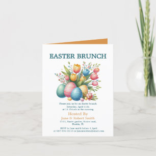 Elegant Floral egg easter brunch Holiday Card