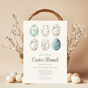 Elegant Floral Eggs Easter Brunch  Invitation