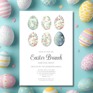 Elegant Floral Eggs Easter Brunch Invitation