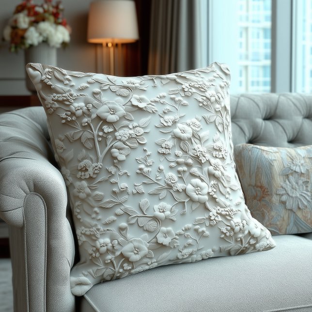 Elegant Floral Embossed-Look Decorative Pillow (Creator Uploaded)