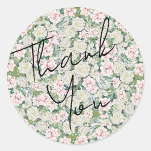 Elegant Floral Embrace Wedding Classic Round Sticker
