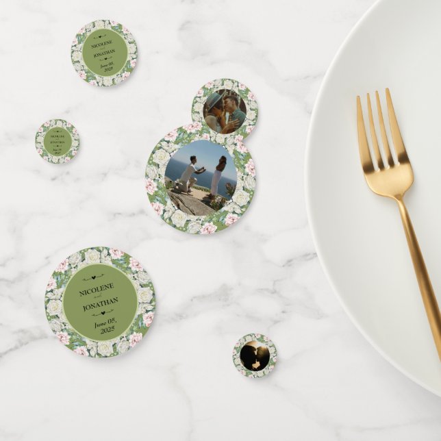 Elegant Floral Embrace Wedding Confetti (Group)