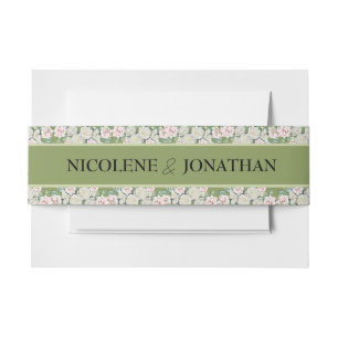 Elegant Floral Embrace Wedding  Invitation Belly Band