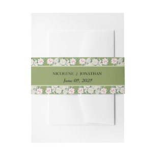 Elegant Floral Embrace Wedding  Invitation Belly Band