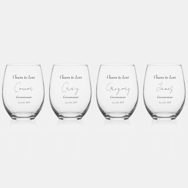 Elegant Floral Embrace Wedding Stemless Wine Glass (Front)