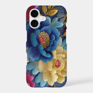 Elegant Floral Embroidered Look Vintage Peony