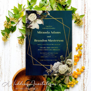 Elegant Floral Emerald Green and Gold Wedding