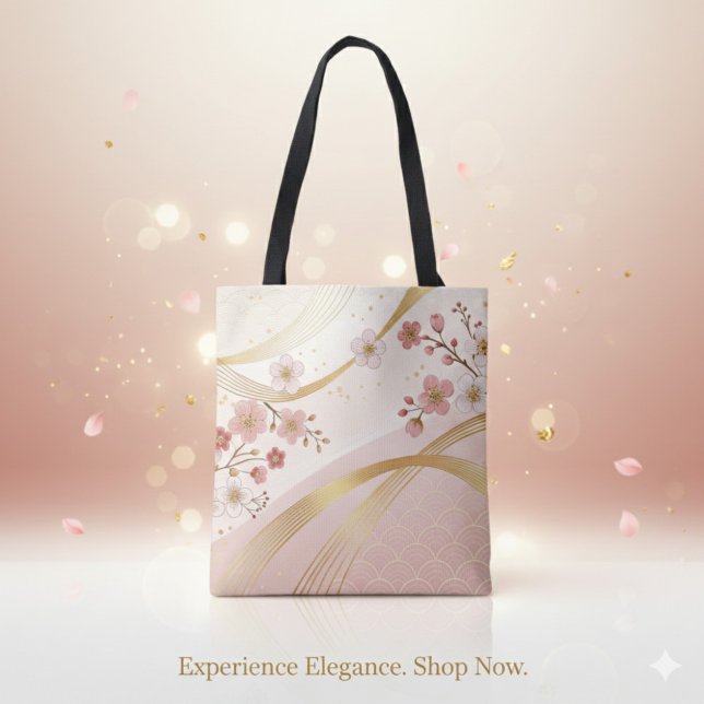 Elegant Floral Energy Flow Full-Print Tote Bag (Elegant Floral Energy Flow Full-Print Tote Bag)