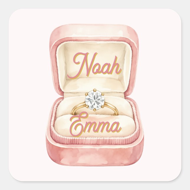 Elegant Floral Engagement Envelope Seal Sticker (Front)