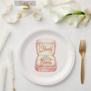 Elegant Floral Engagement Paper Plates