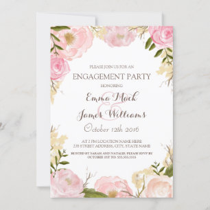 Elegant Floral Engagement Party Invite