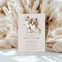 Elegant Floral Equestrian Horse Bridal Shower Invi