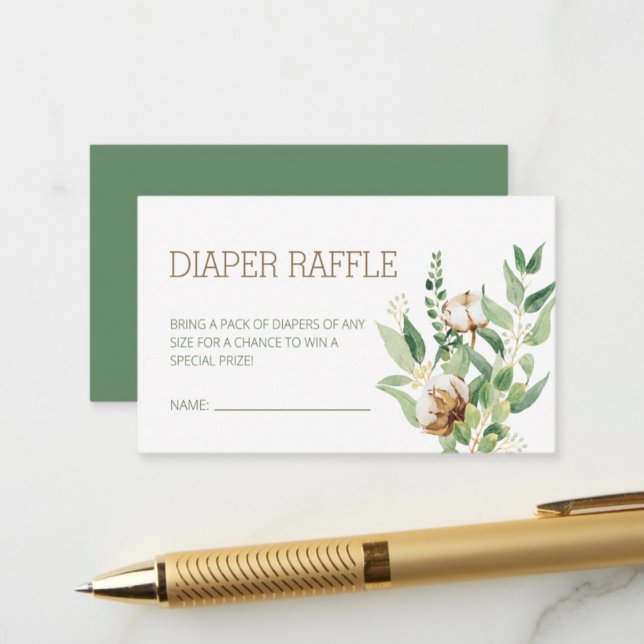 Elegant Floral Eucalyptus Greenery Diaper Raffle Enclosure Card (Creator Uploaded)