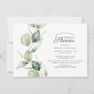 Elegant Floral Eucalyptus Leaves Bridal Shower Invitation