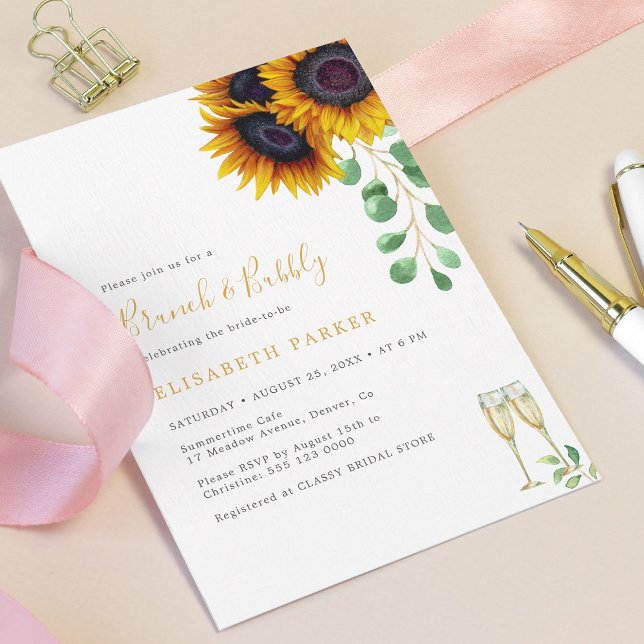Elegant floral eucalyptus leaves brunch and bubbly invitation (Creator Uploaded)