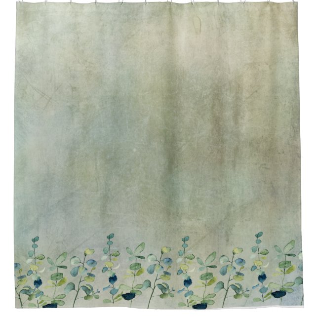Elegant Floral Eucalyptus Shower Curtain (Front)