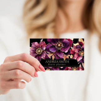 Elegant Floral Event Planner Business Card